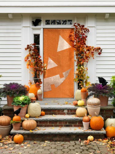 Half a Pumpkin Halloween Door Idea