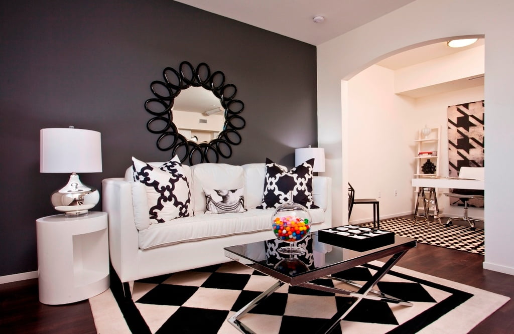 Black and White Living Room Internal Design