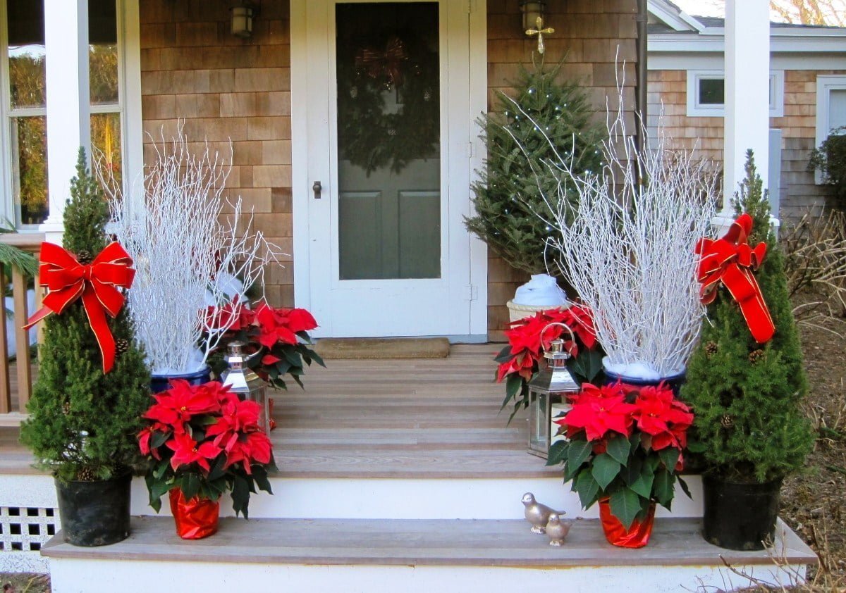 Poinsettias Galore Christmas Porch Decoration