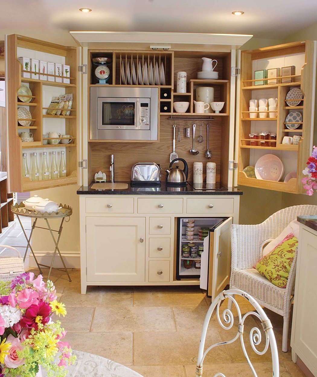 An Entire Kitchen Hidden In A Beautiful Furniture Piece