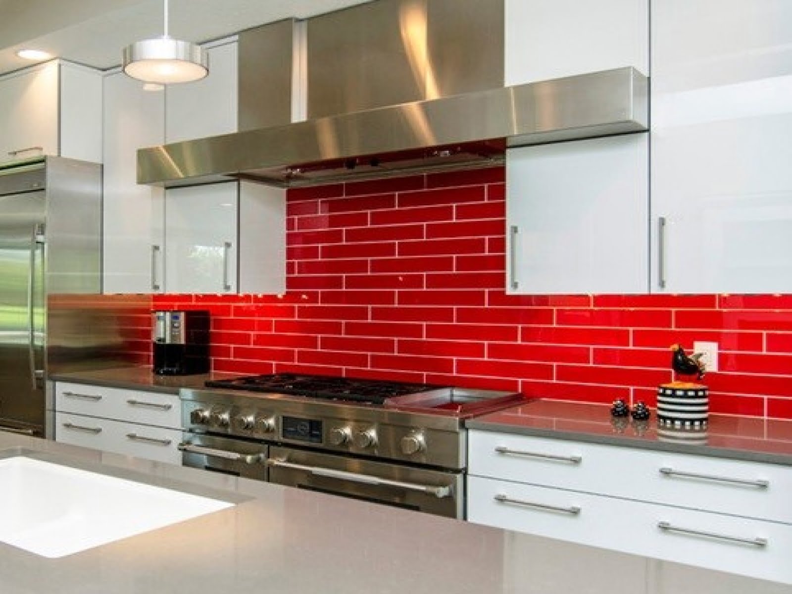 Bright Red Backsplash