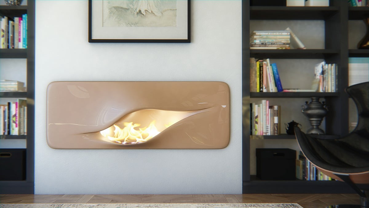 Curved and Sculptural Modern Fireplace Design