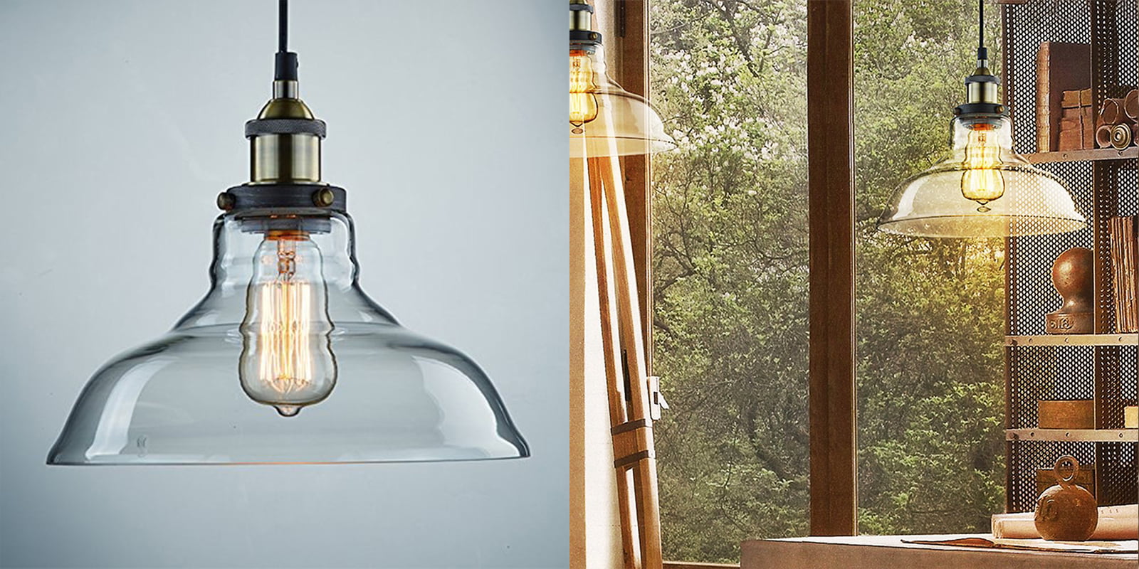 Ecopower Vintage Pendant Glass Shade Light