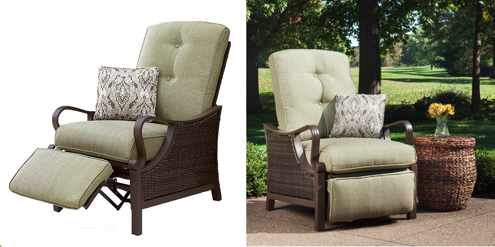 Patio Chair - Outdoor Recliner with Accent Pillow