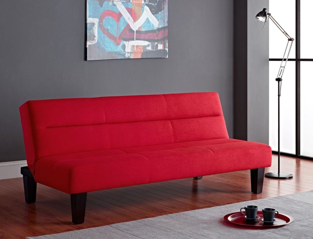 Sleeper Sofa - Futon Sofa Bed in Modern Red Great And Comfortable For Entertaining Guests or A Quick Nap