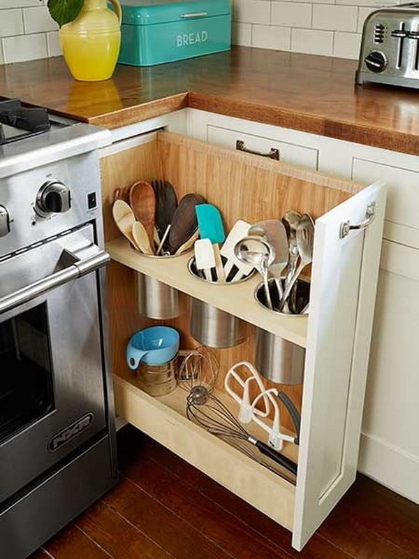 Organize Your Cooking Utensils in Hidden Containers