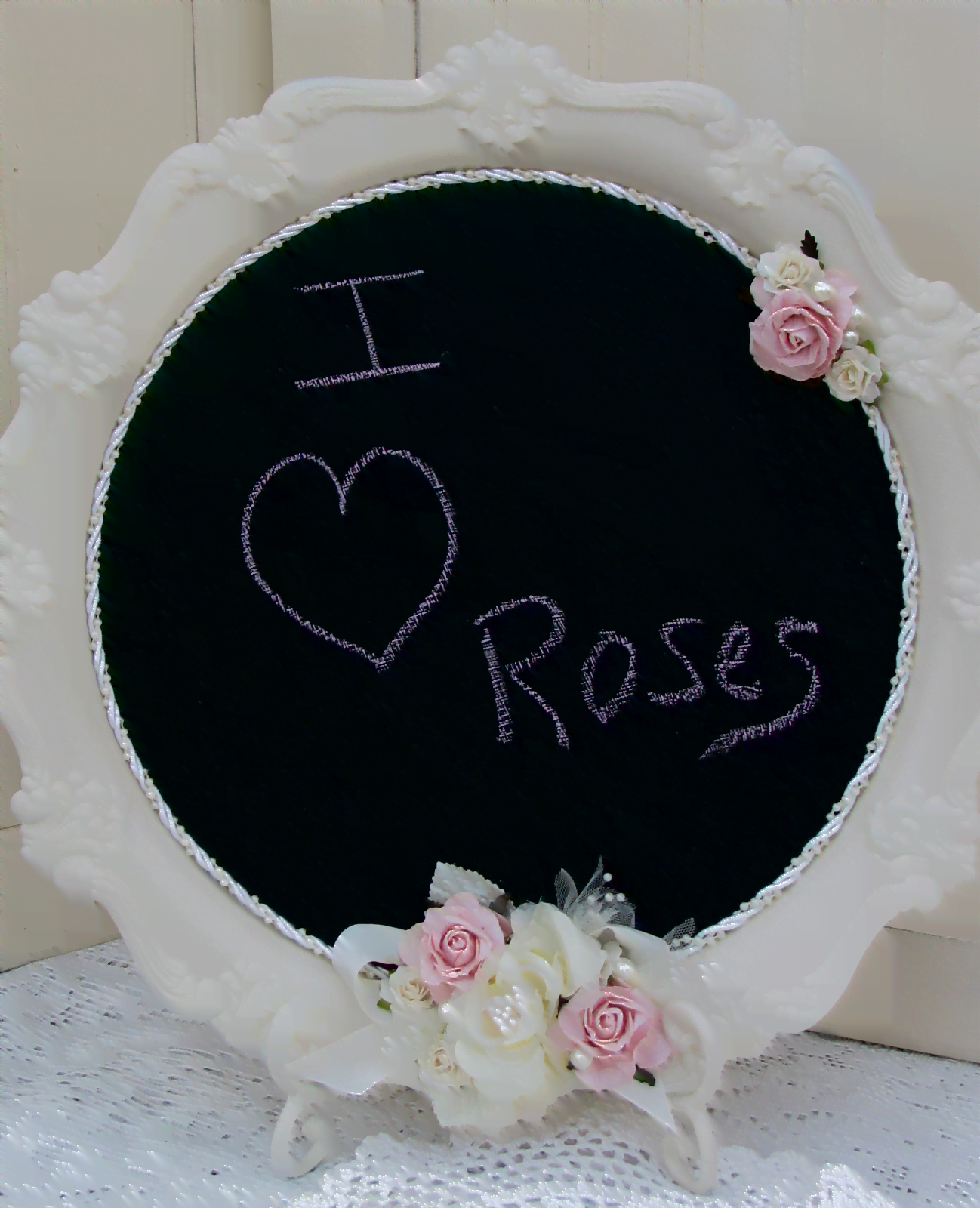 Delicately Flowered Porcelain Plate Chalkboard