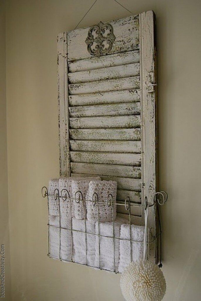 Whitewashed Shutter Storage Basket