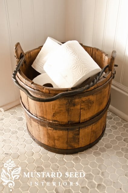 Vintage Bucket Repurposed for Storage