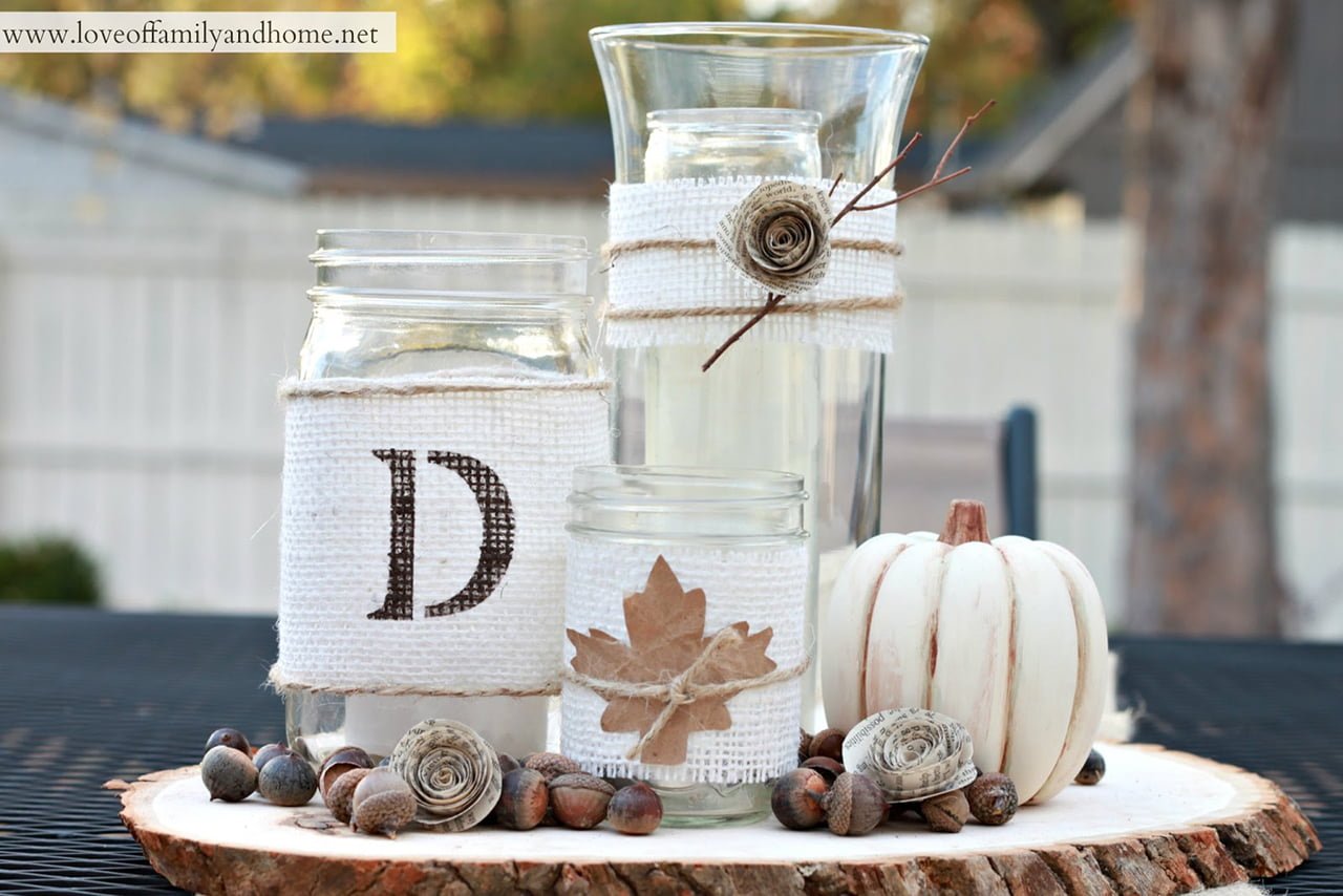 DIY Fall Centerpieces Idea: Upcycled Glass Jar Arrangement