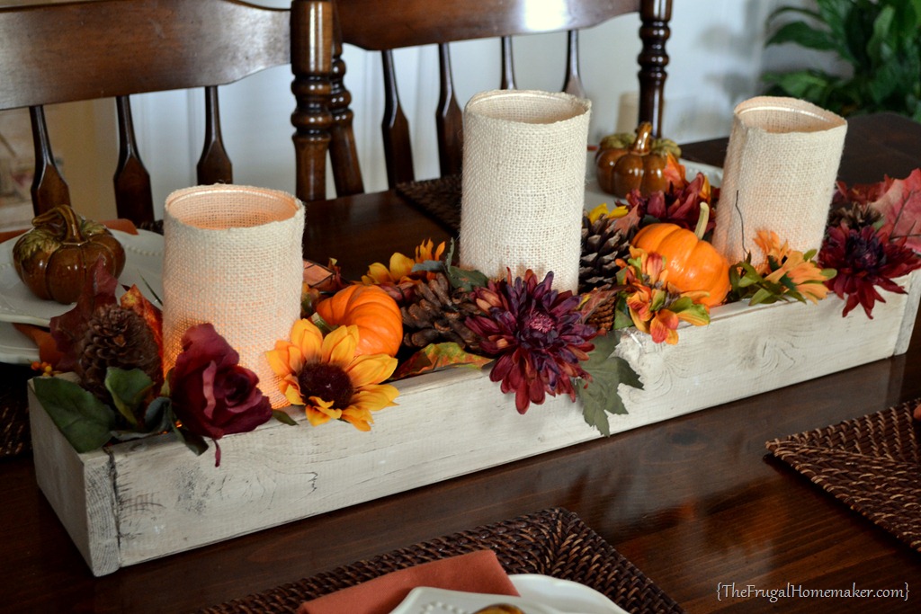 Fall Centerpieces: Simple DIY Fall Centerpiece Decoration and Mason Jar Runner Box