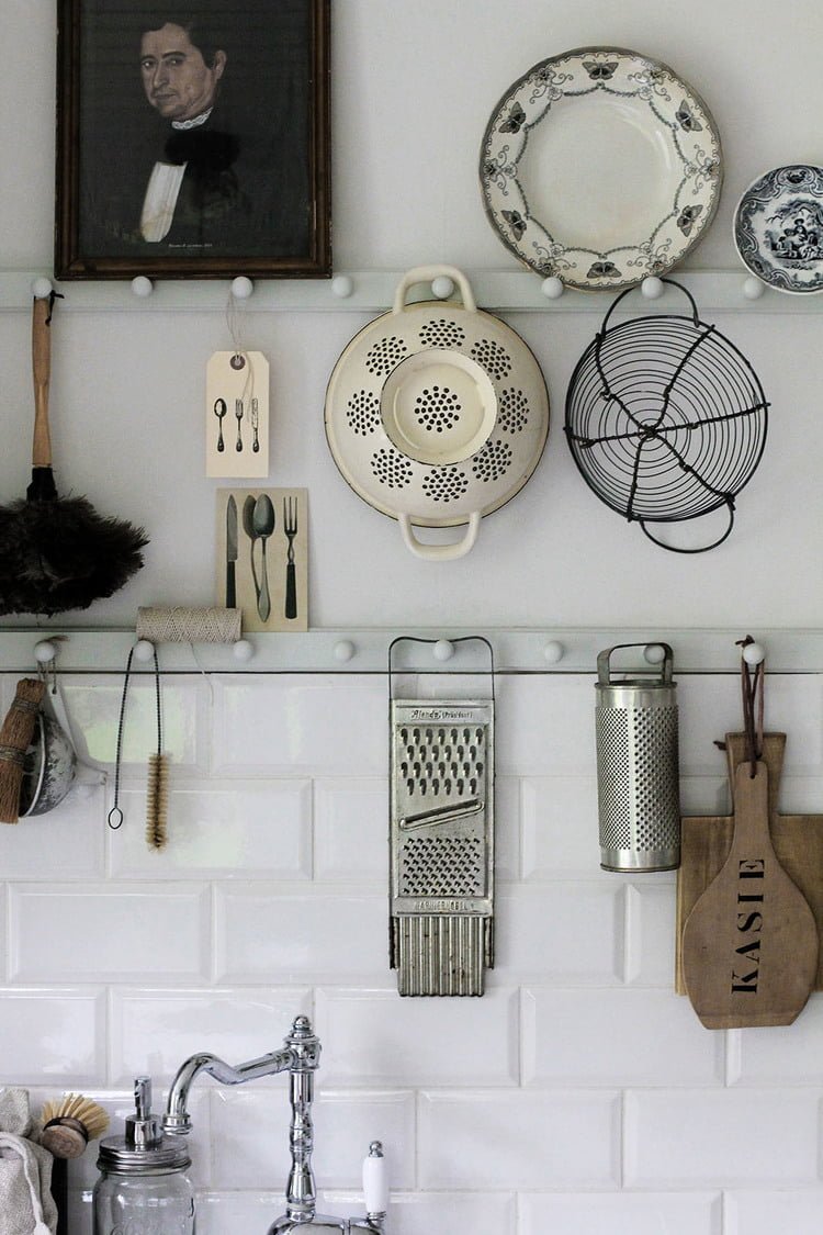 Kitchen Storage from Vintage Enamel Drawer Pulls