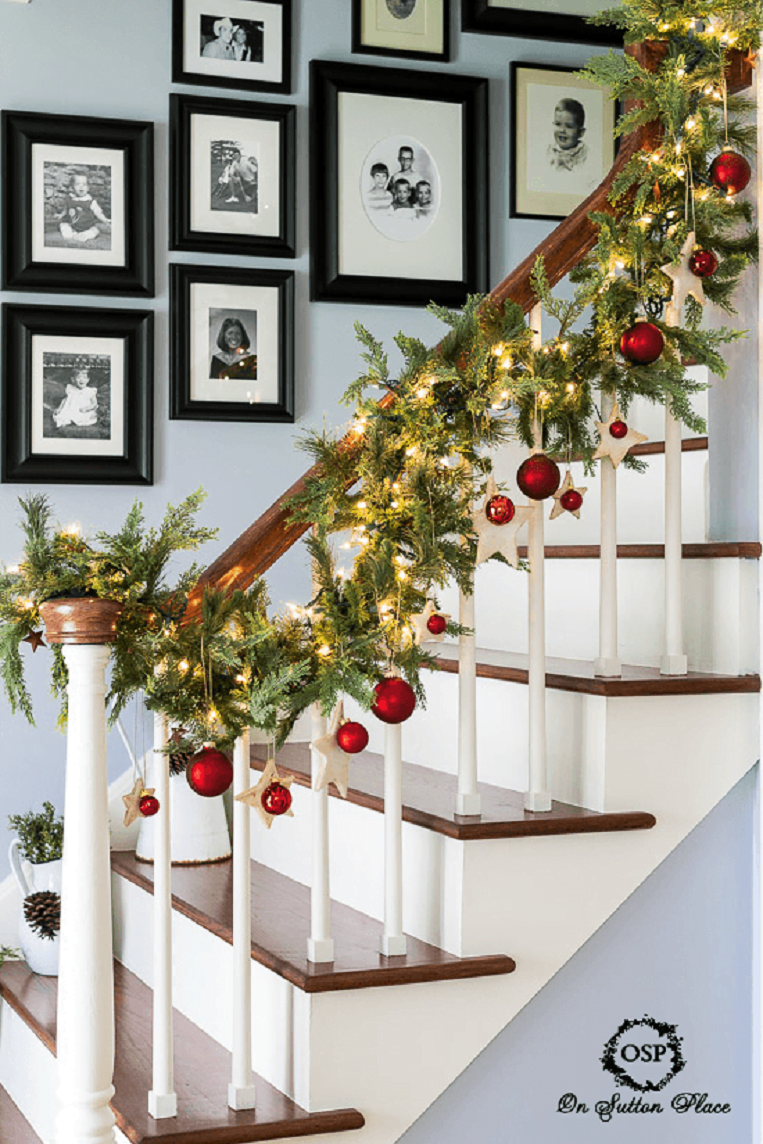 Evergreen Stair Railing Garland