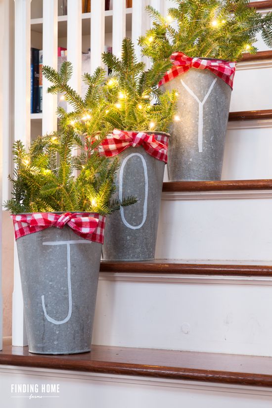 Galvanized Buckets with Chalk Pen Lettering