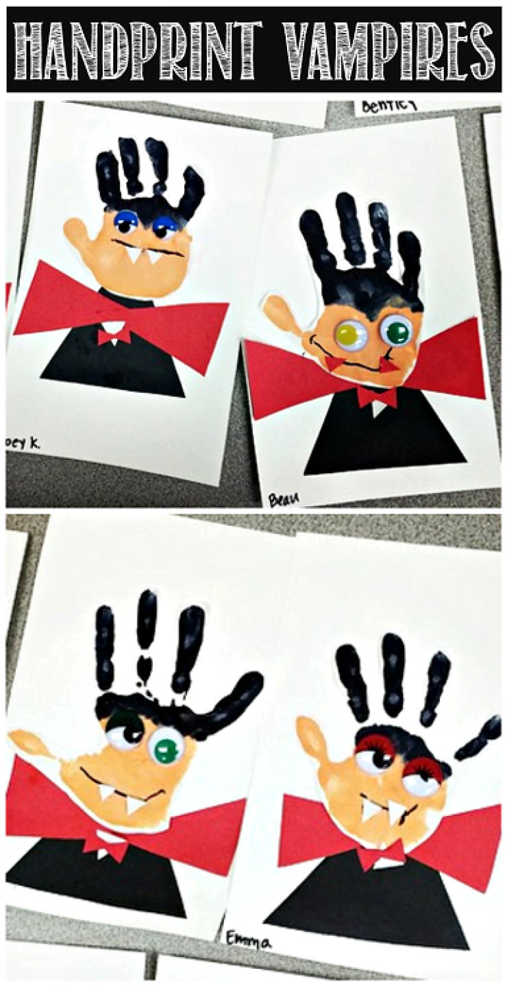 Painted Hand Print Dracula Halloween Decoration