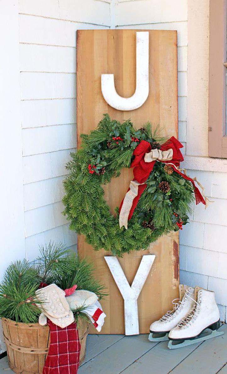 Wooden Sign and Wreath