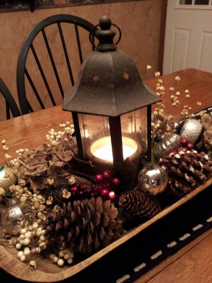 Rustic Cabin Lantern Centerpiece