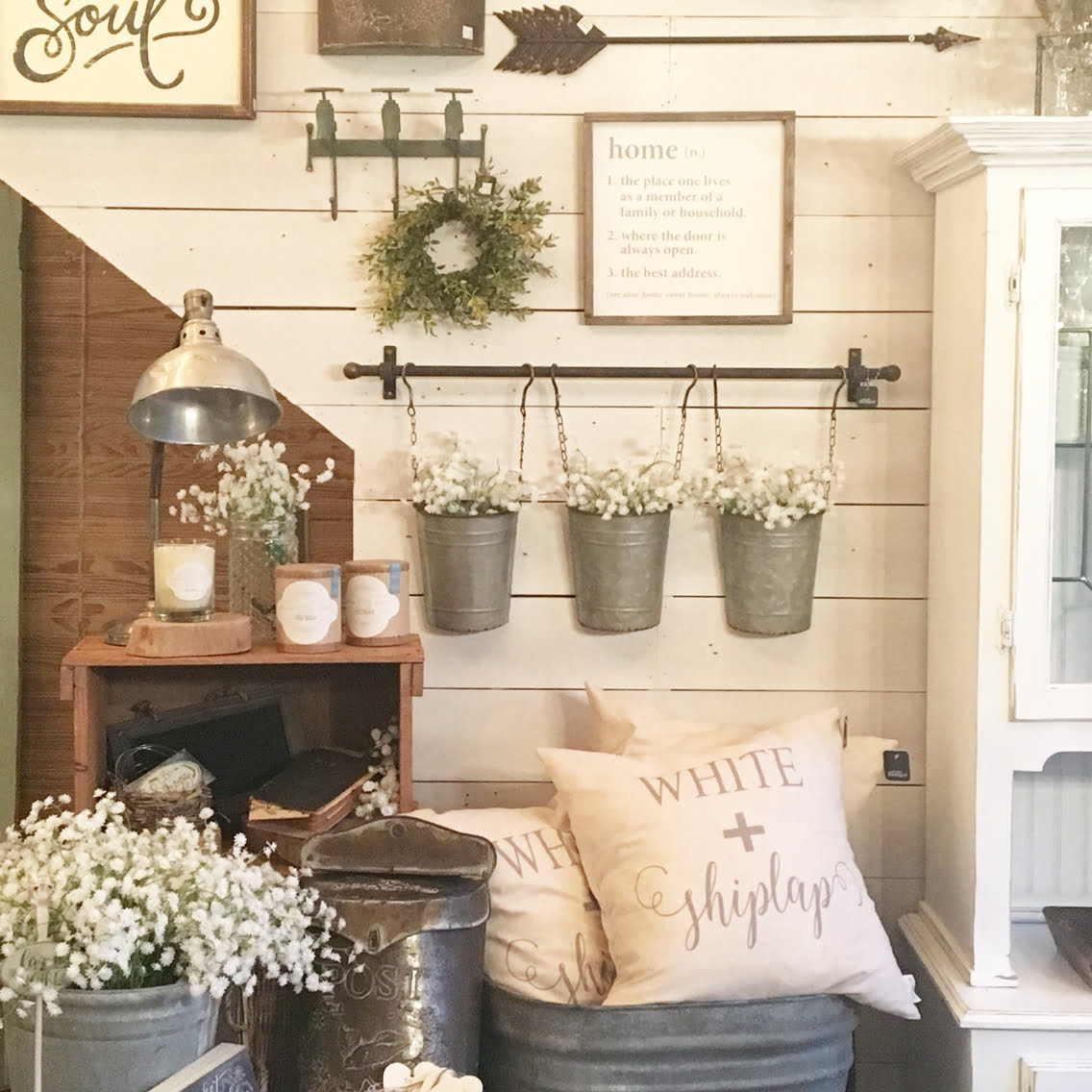 Wall Collage with Reclaimed Metal Farm Fixtures