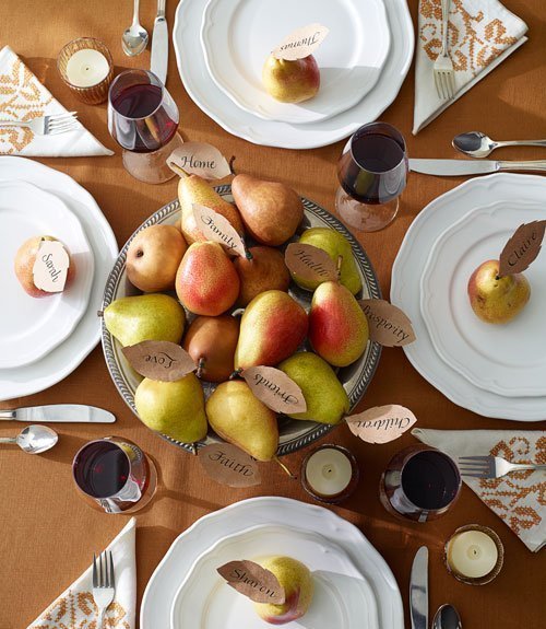 Bountiful Pear Centerpiece with Matching Place Cards