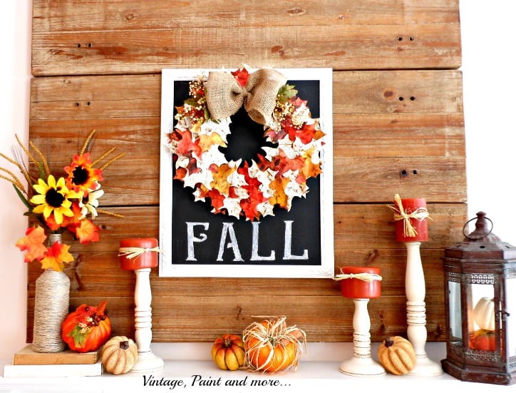 Vintage, Happy Fall Mantel Design