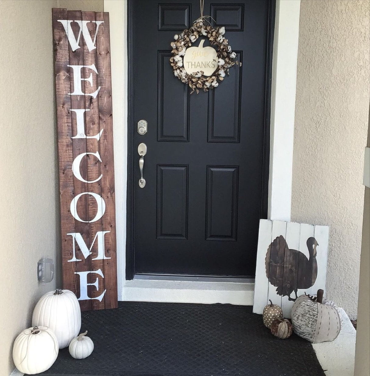 Stenciled Front Door “Welcome” Sign