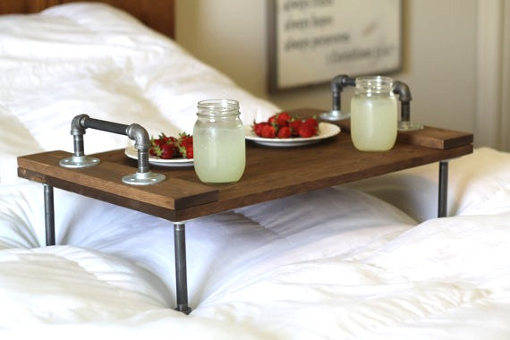 Rustic Industrial Wooden Bed Tray