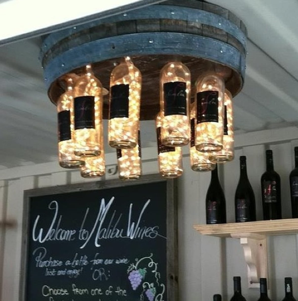 Rustic Wine Bottle Chandelier