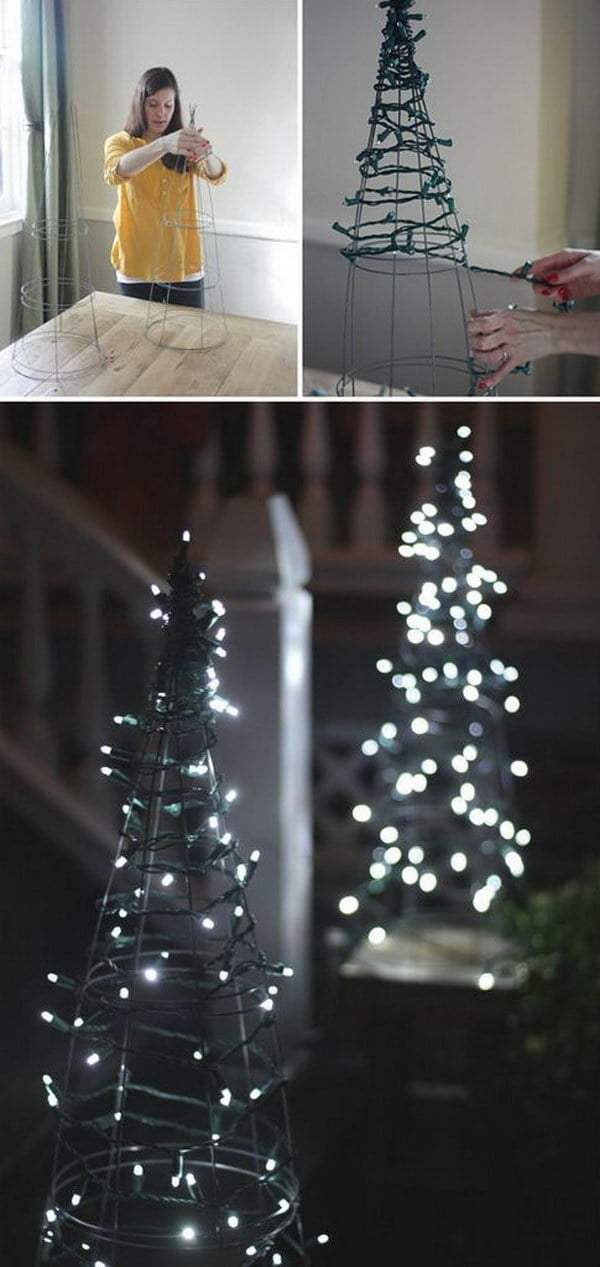 DIY Wire Christmas Tree Lawn Sculpture