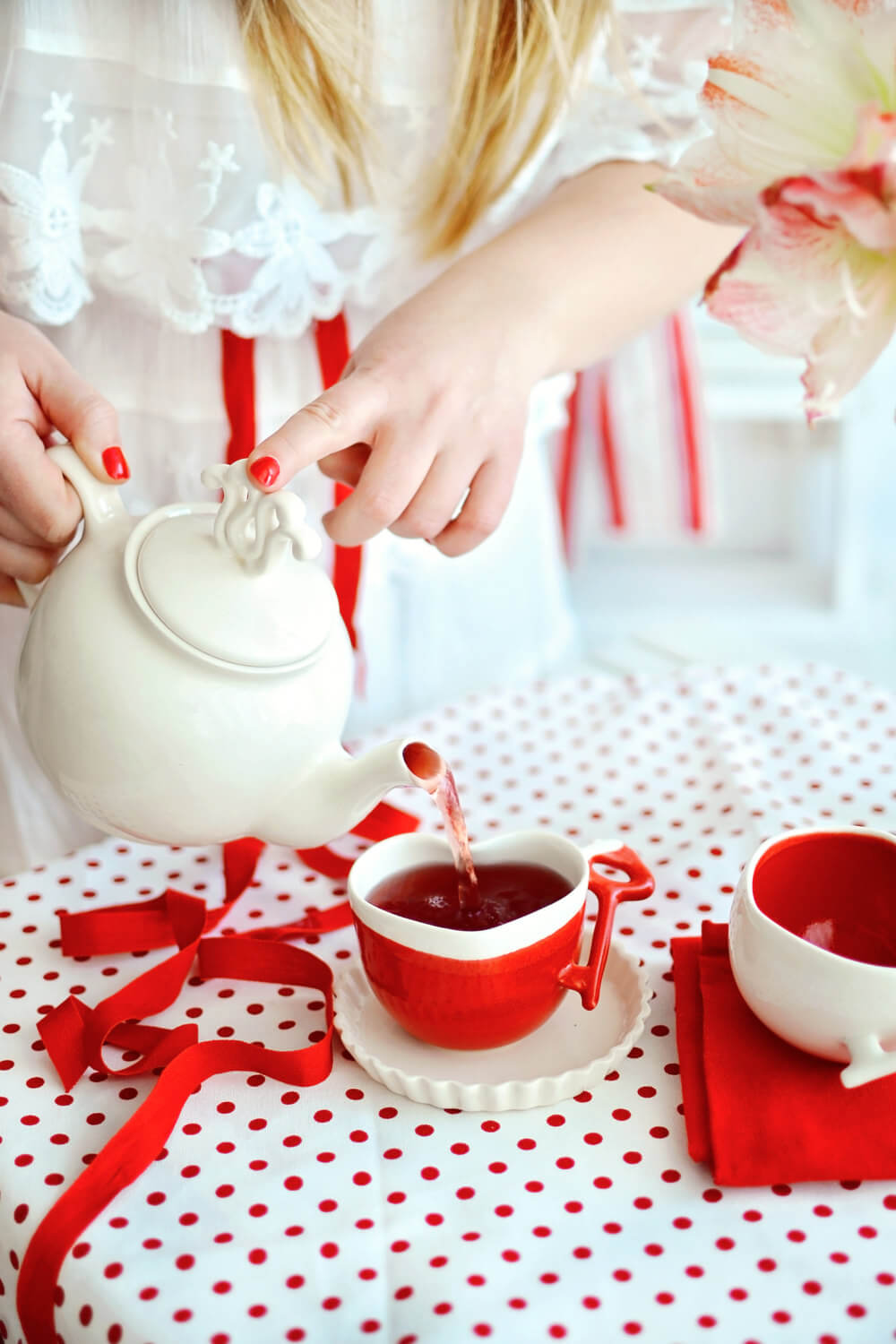 Heart Shaped Porcelain Teacup