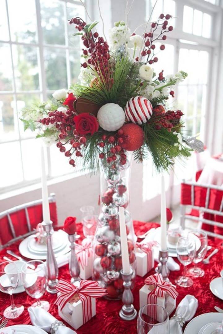 Red Roses Silver Sparkles Christmas Bouquet