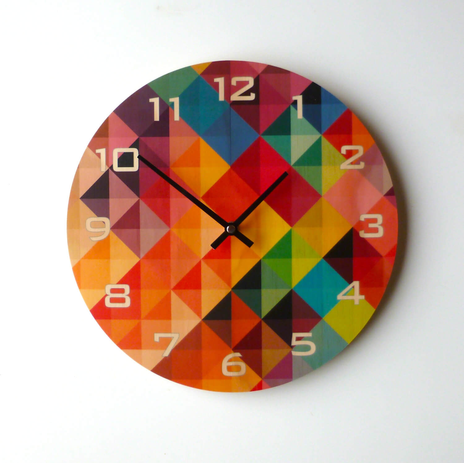 Colorful Clock Painted On Pine