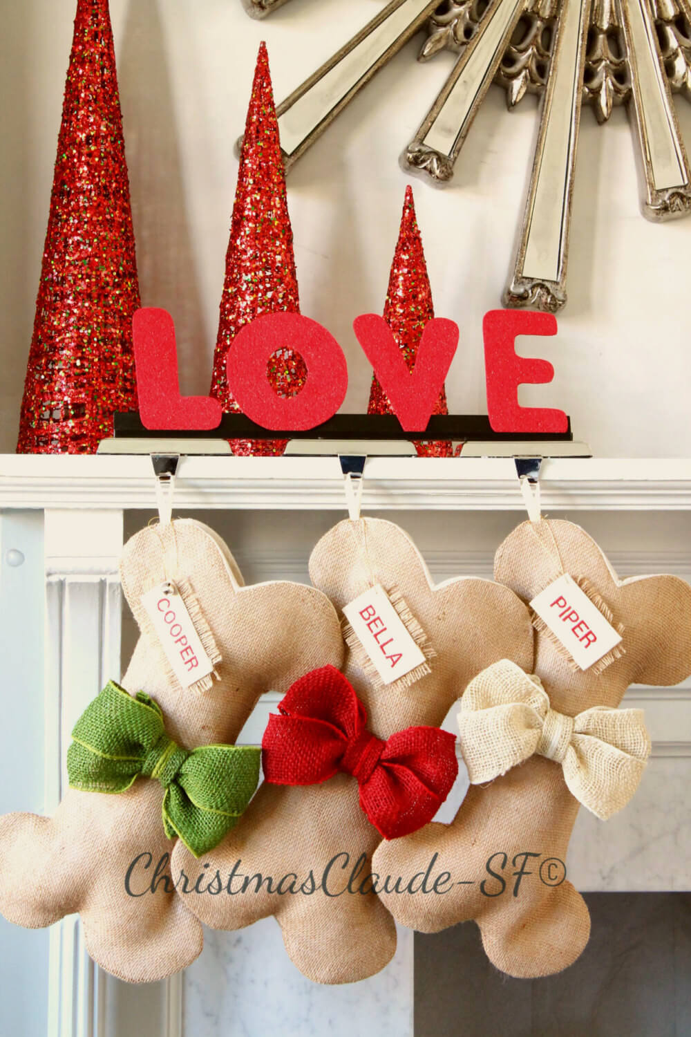 Dog Bone Burlap Christmas Stocking