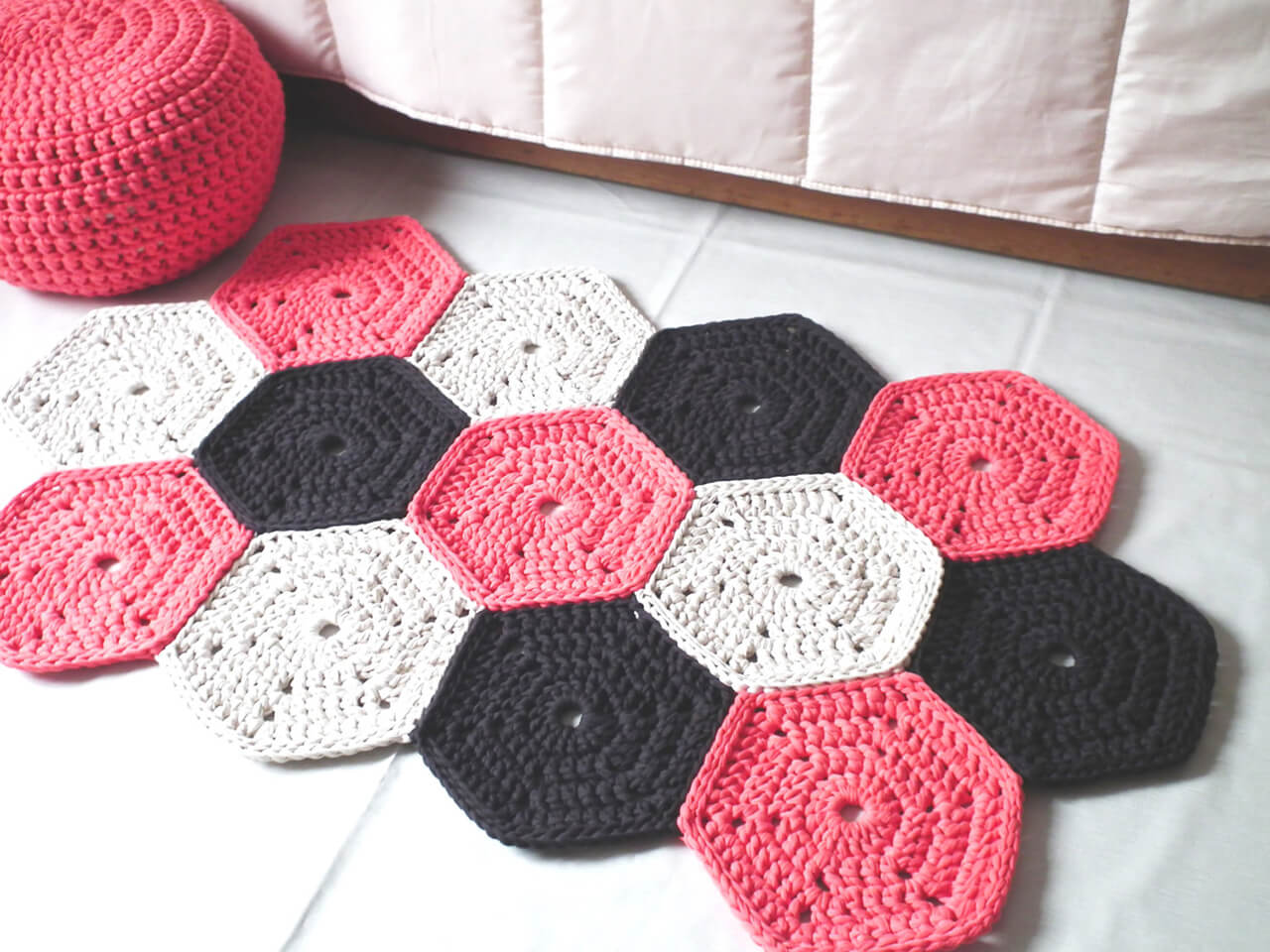 Crocheted Rug In Geometric Design