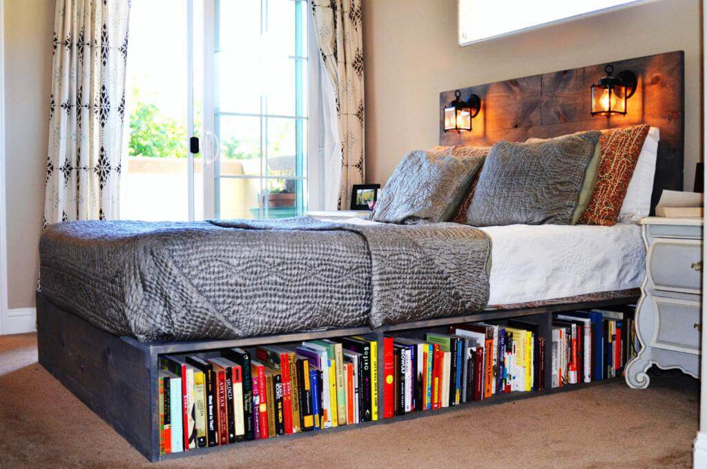 Install a Bookshelf Beneath the Bed