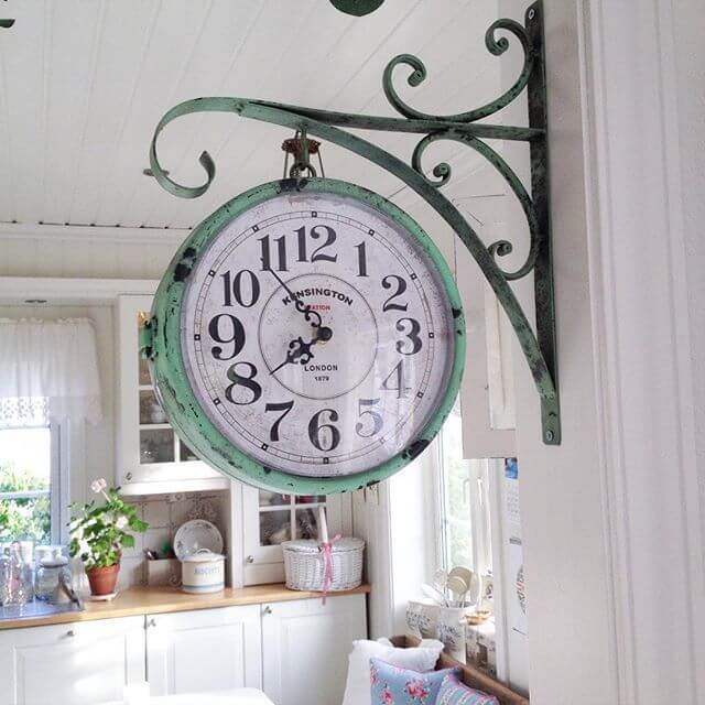 Vintage Hanging Pharmacy Clock in Weathered Copper