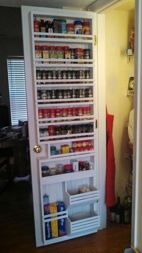 Pantry Door Transformed Into a Spice Rack