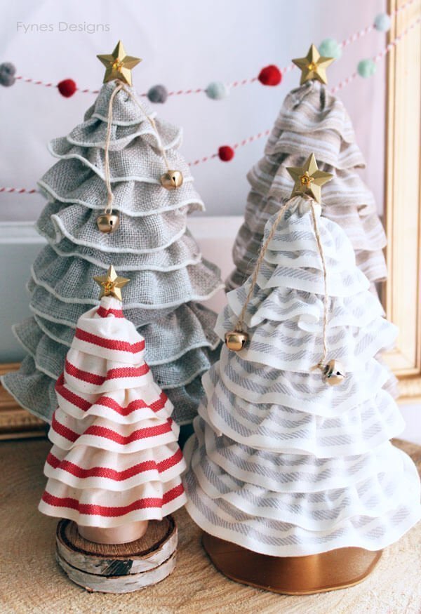 Festive Burlap Ribbon Christmas Trees