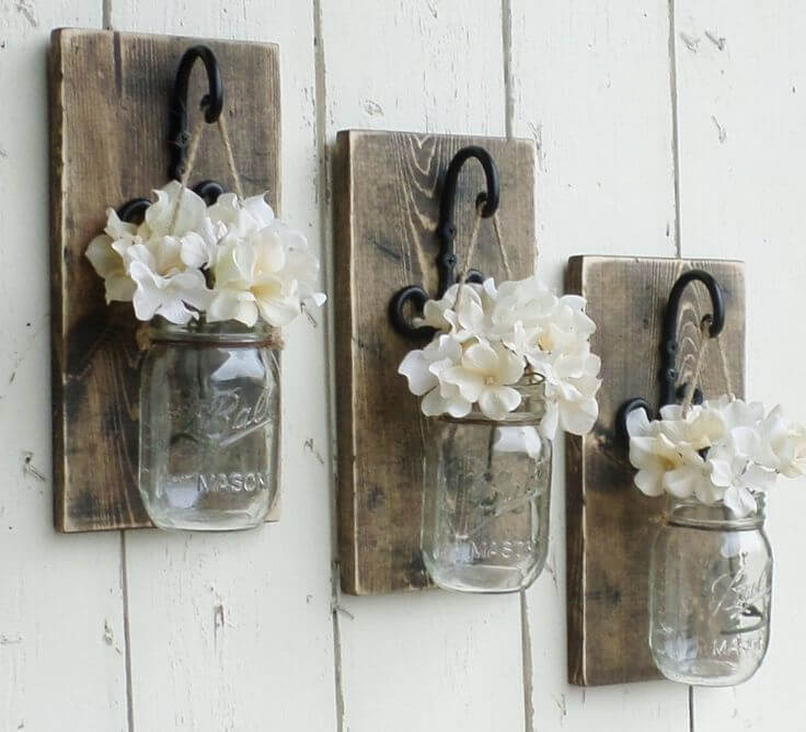 Suspended Mini-Mason Jar Bud Vase Trio