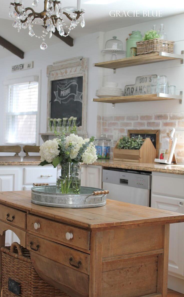 Vintage Desk as Farmhouse Kitchen Island