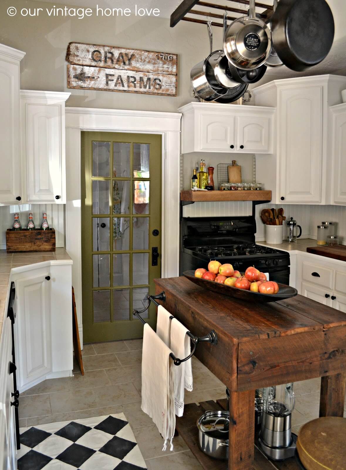 Dark Wood Work Bench Kitchen Island