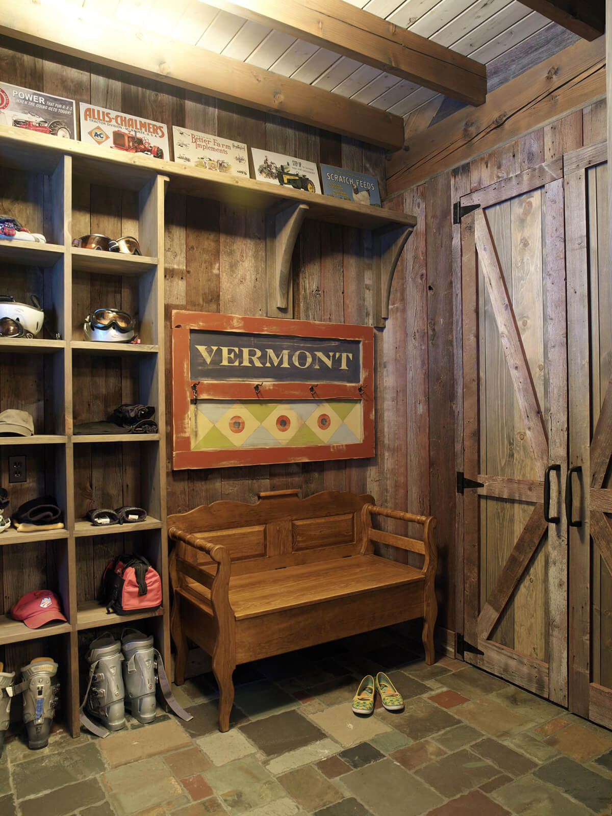 Best Of Mudroom Ideas: Reclaimed Wood Cubicles