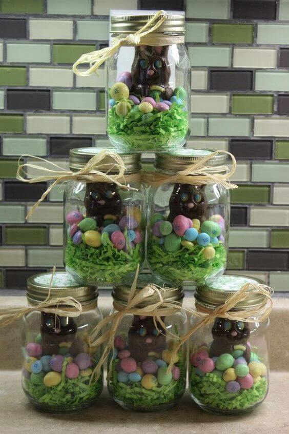 Mason Jar Chocolate Bunny Houses