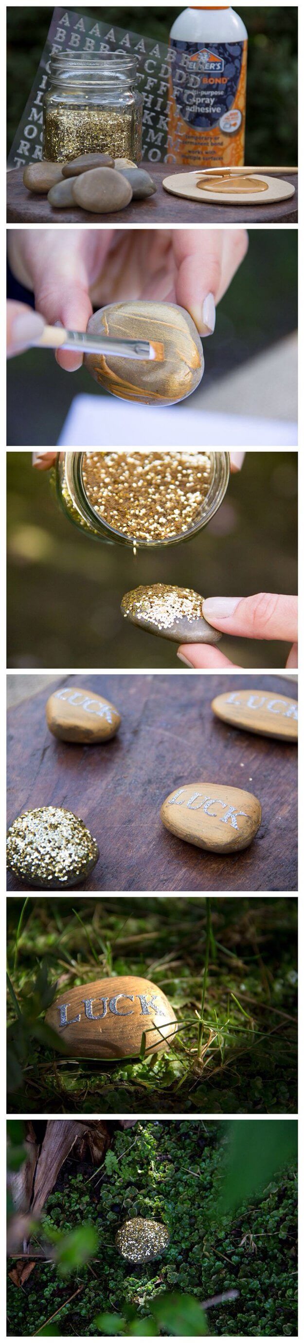 DIY St. Patrick's Day Gold Lucky Rocks