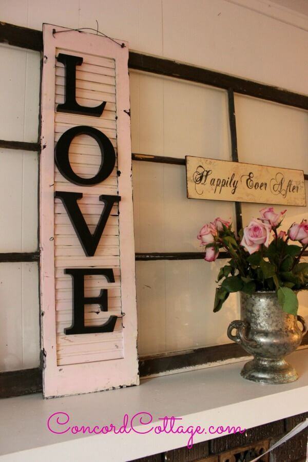 Shabby Chic Shutter Sign Valentine's Day Decoration