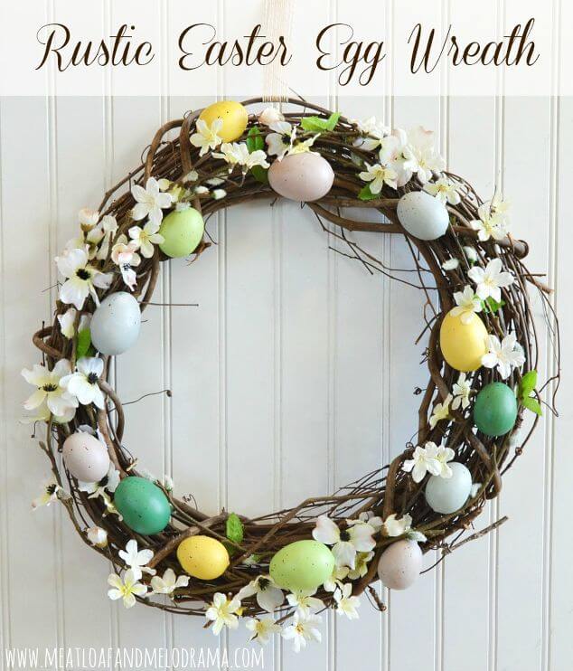 Rustic Grapvine Easter Egg Wreath