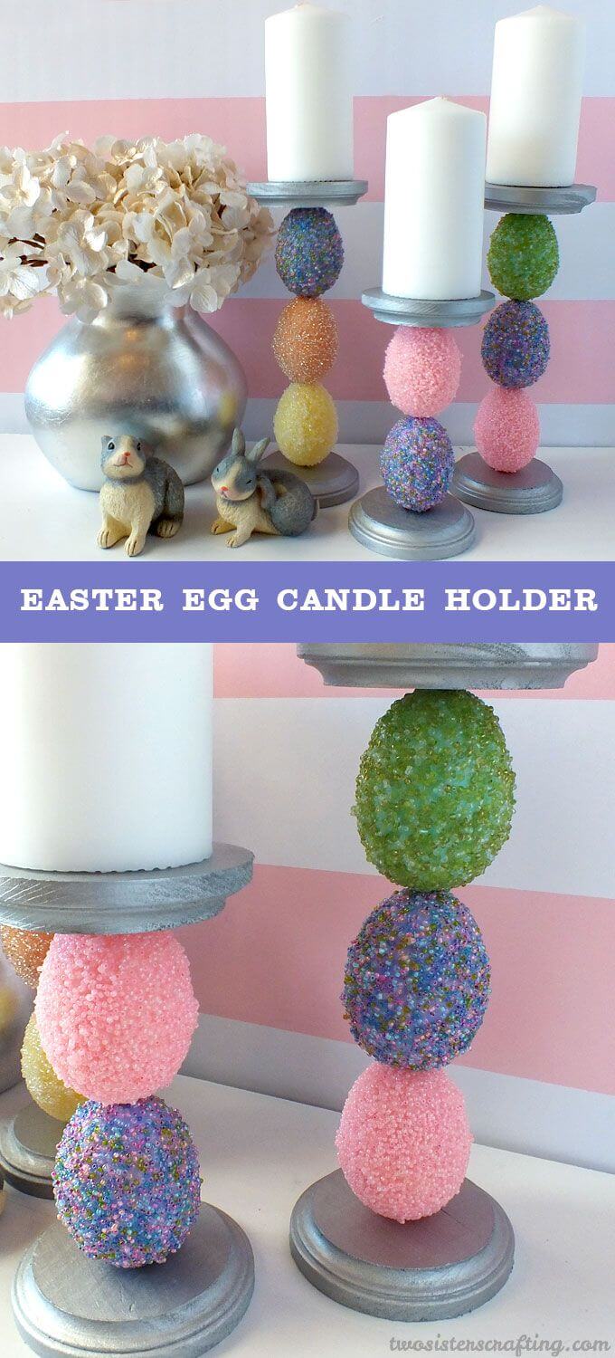 Beaded Easter Egg Candle Holders