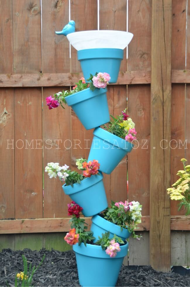 Topsy Turvy Flower Pot Planter and Birdbath