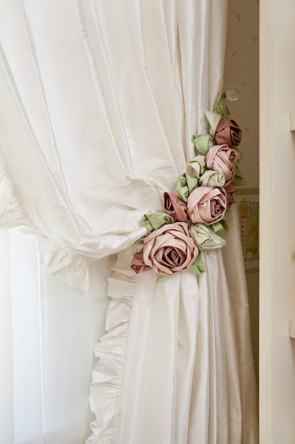 Shabby Chic Rose Curtain Tie Backs