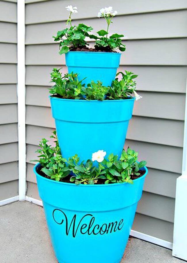 Tiered Front Door Flower Pot Welcome Decoration