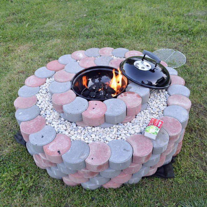 Barbecue Grill Set in Blocks and Stones